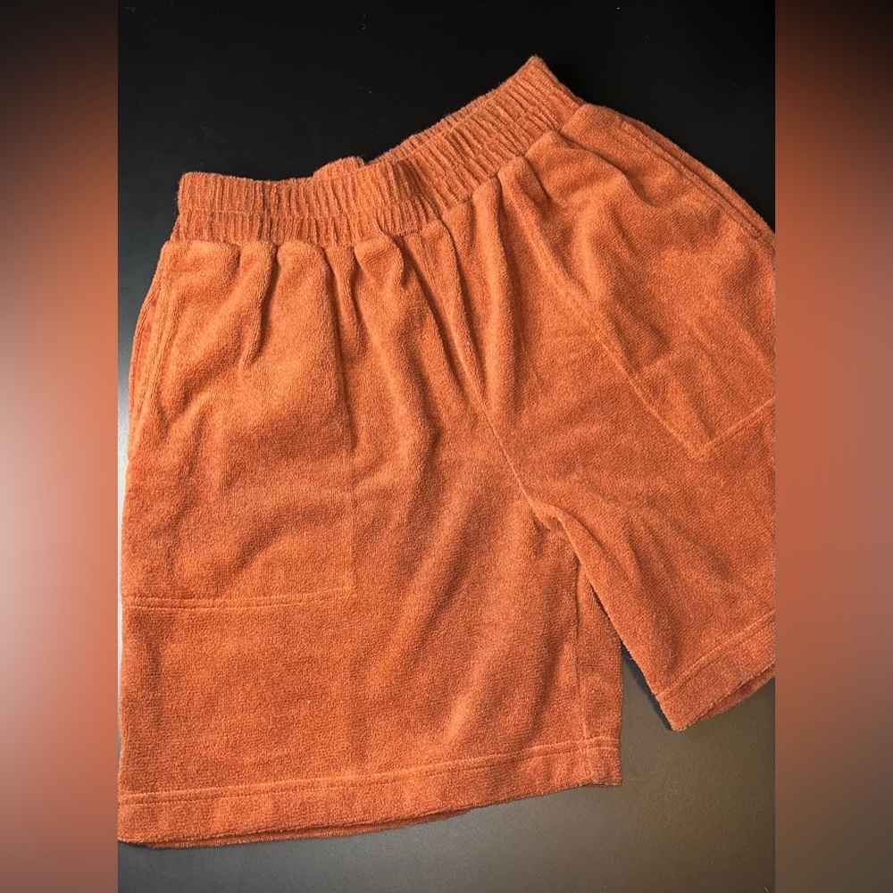 Free People Beach Terrycloth High Rise Shorts in Terracotta Size Small EUC
